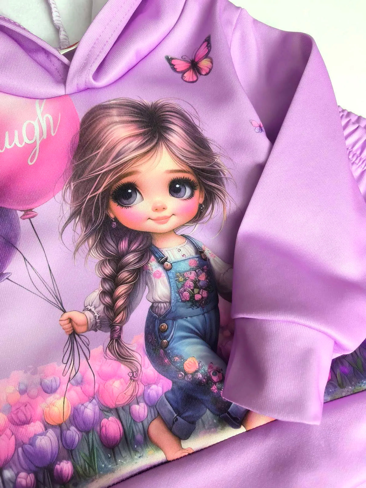 Autumn Winter Toddler Baby Girls Fleece Clothes Set Cute Cartoon Butterfly Printed Hooded Sweatshirt Sweatpants 2Pcs Outfit 1-6Y