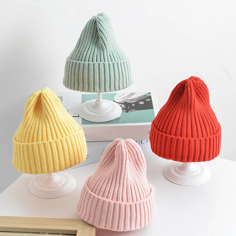 Autumn Winter Baby Hats for Newborn Boys Crochet Bonnet Toddler Girl Cap Children Ribbed Knitted Beanie Hat Photography Props