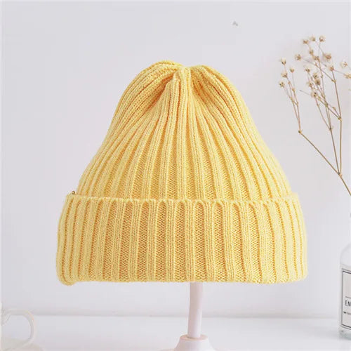 Autumn Winter Baby Hats for Newborn Boys Crochet Bonnet Toddler Girl Cap Children Ribbed Knitted Beanie Hat Photography Props