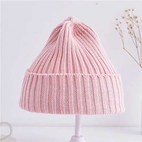 Autumn Winter Baby Hats for Newborn Boys Crochet Bonnet Toddler Girl Cap Children Ribbed Knitted Beanie Hat Photography Props