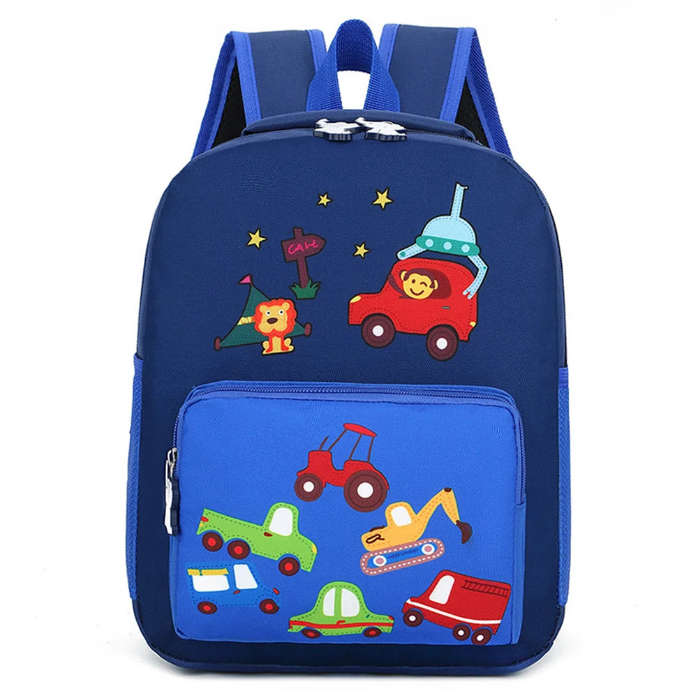 Cartoon Cars Kindergarten Backpacks Personalized Embroidered Name Children's Schoolbags Custom Name Baby Outgoing Snack Bags