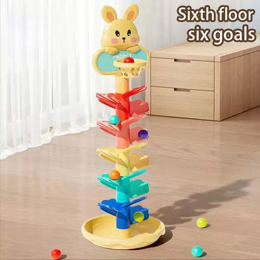 Montessori Baby Toy Rolling Ball Tower, Educational Game Baby Stacking Track Spinner, Baby Development Toys