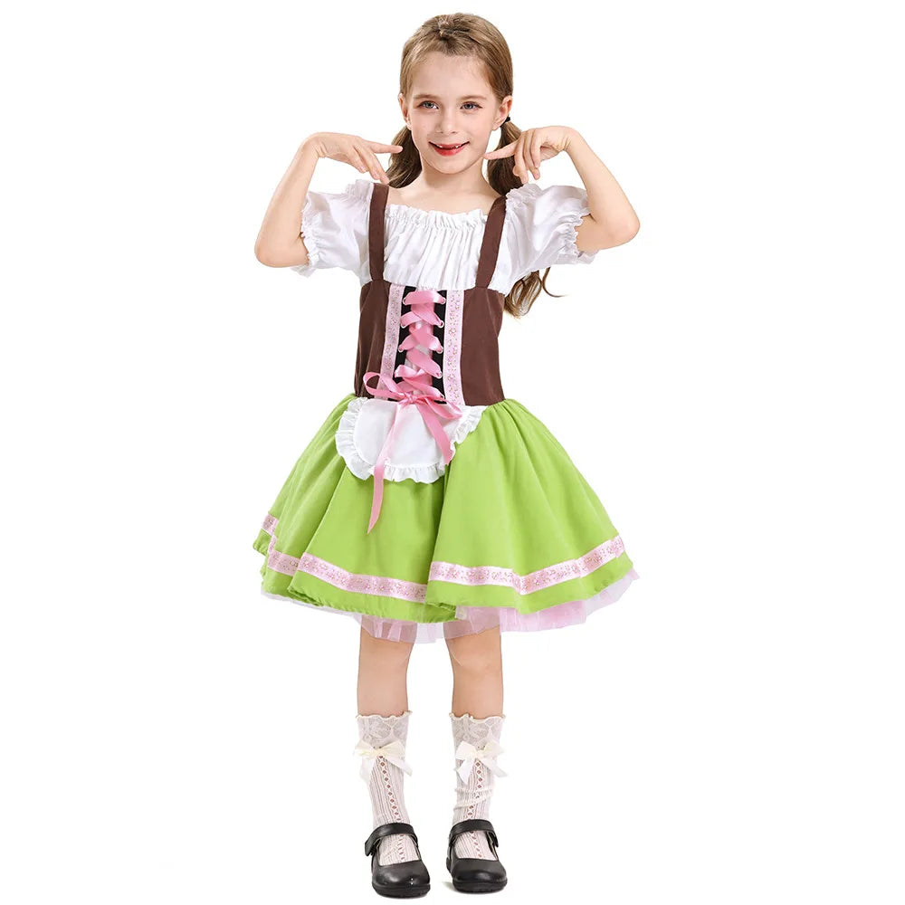 Children's Boys Girls German Oktoberfest Costume Bavarian Dress Kids Overalls Pants Cosplay Carnival Party Halloween Masquerade