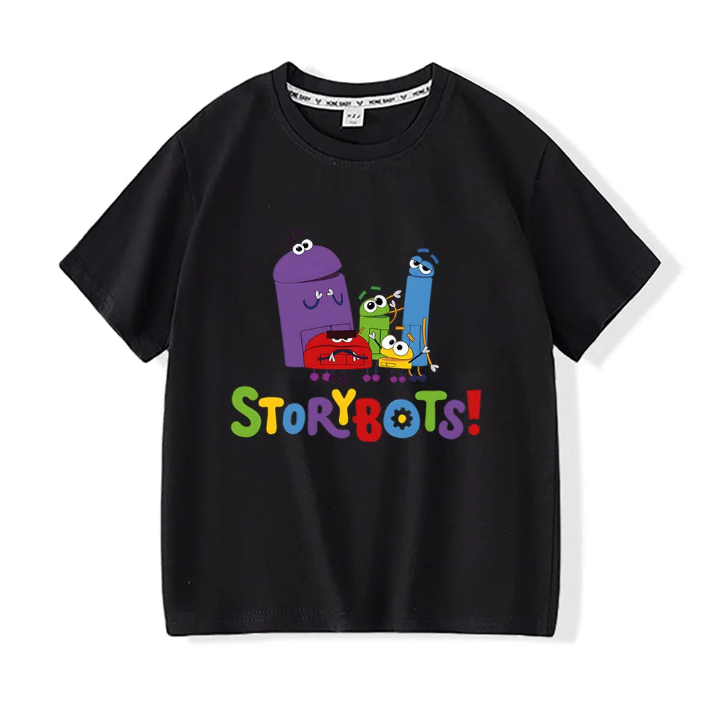 T-Shirt for Boys Funny Animation Storybots Cartoon Print Kids Tshirt Fashion Boy Girls Children Clothes Summer Short Sleeved Top