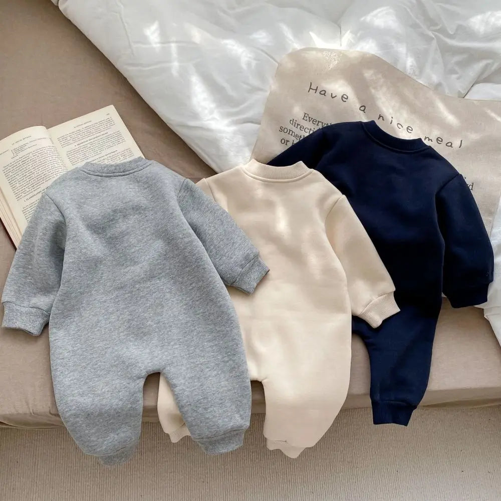 Autumn Winter Newborn Baby Clothes Letter Print Boy Romper Warm Infant Girl Soft Fleece Jumpsuit Pajamas 2026 Bodysuit for 0-24M