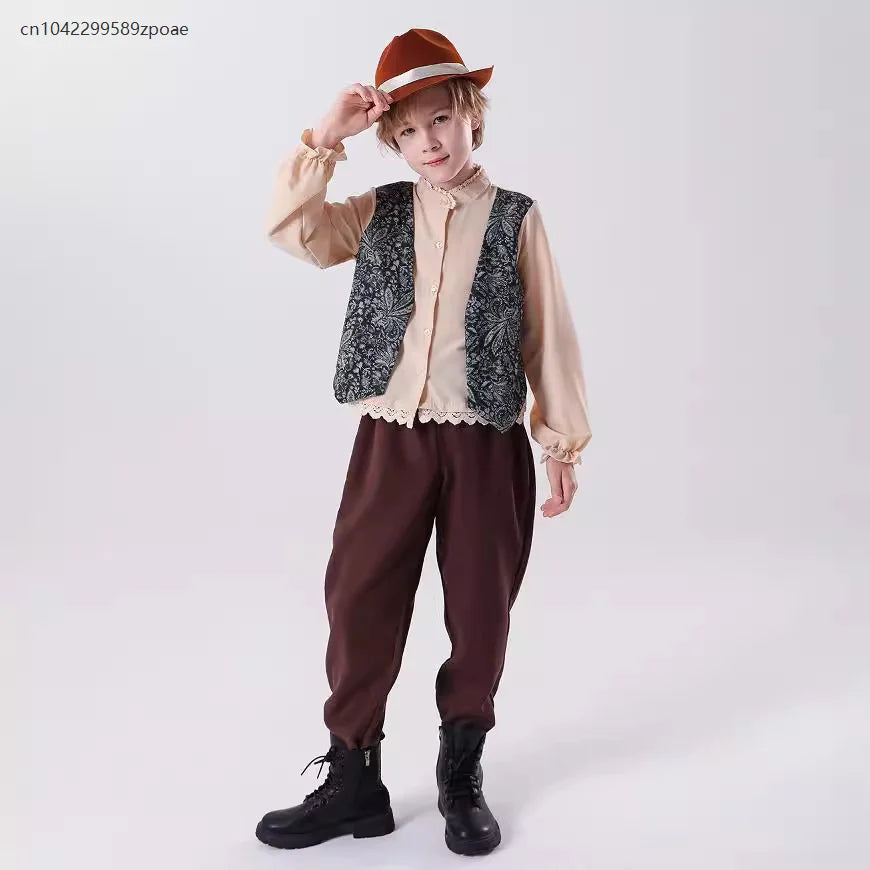 Children's Bavarian National Court Dress Boys And Girls Retro Medieval Costume Halloween Carnival Book Week Cosplay Costume