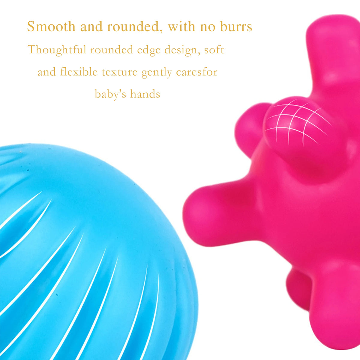 Montessori Baby Grasping Ball, Rainbow Sensory Toy with Rattle & Teether, Early Educational Shape Sorter for Fine Motor Skills