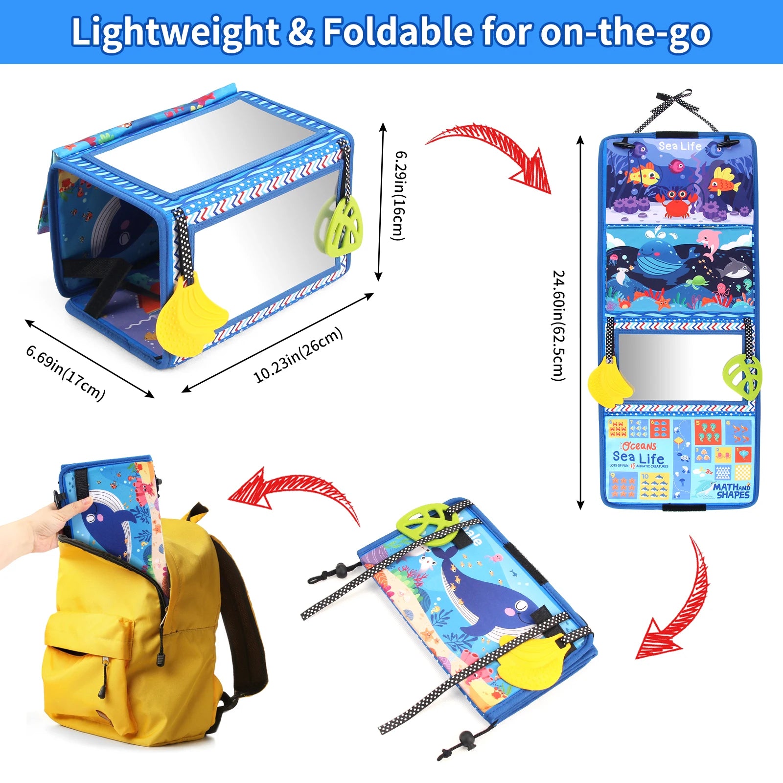 Baby Cloth Book with Distorting Mirror Soft Cartoon Parent-child Interactive Sensory Books Educational Montessori Toys for Baby