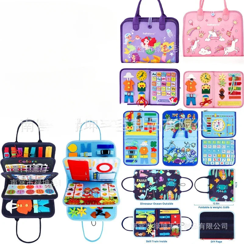 New Montessori Kids Travel Toy Felt Activity Quiet Books Busy Board Activity Educational Sensory Learning Book for Kids Gifts