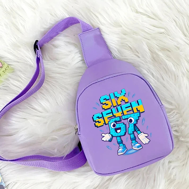 Children's Chest Bag Six Seven Mini Crossbody Bags for Girl Boy Italian Brainrot 6 7 Purses Handbags Long Strap Shoulder Bag