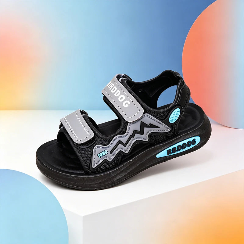 Boys Letter Print Sport Sandals Summer Soft Non-Slip Sole Breathable Casual Outdoor Beach Walking Kids Shoes
