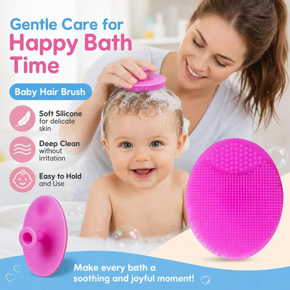 Baby Shampoo Brush Silicone Gentle Scalp Massager Soft Hair Scrub Brush for Newborn Cradle Cap Bath Cleaning Care