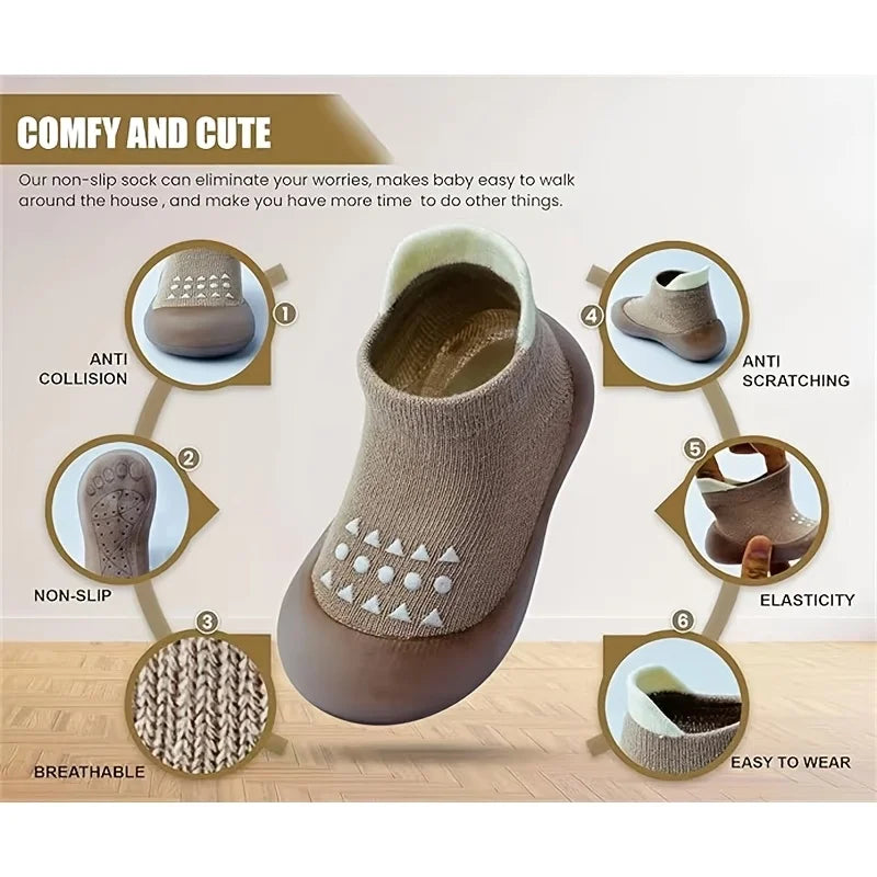 Baby Shoes Boys Girls First Walking Shoes Non Slip Soft Sole Child Floor Sneakers Toddler Infant Kids Rubber Sock Shoes