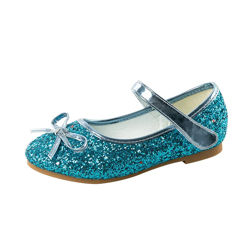 Brand Girl Shoe Autumn Sequins Dress for Girls Bow Princess Shoes Middle Large Child Flat Shoe Versatile Women Shoe Zapatos Niña