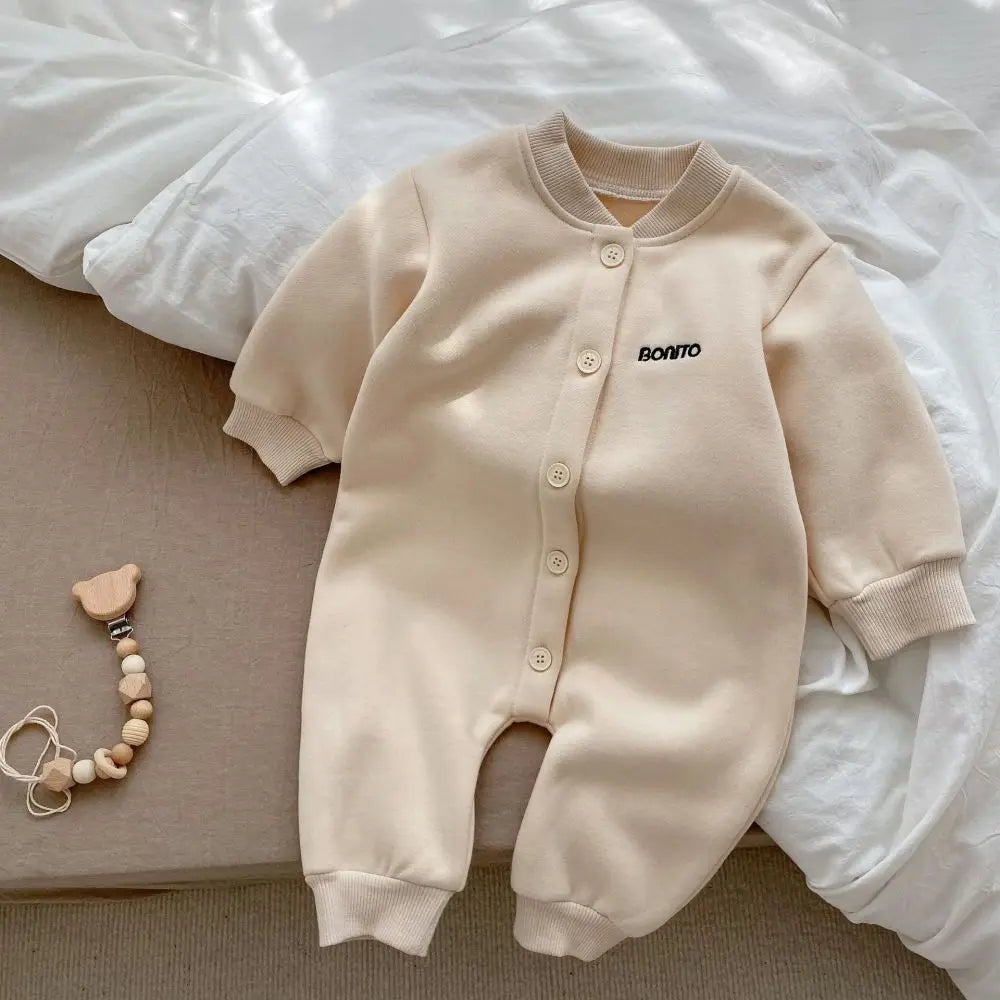 Autumn Winter Newborn Baby Clothes Letter Print Boy Romper Warm Infant Girl Soft Fleece Jumpsuit Pajamas 2026 Bodysuit for 0-24M