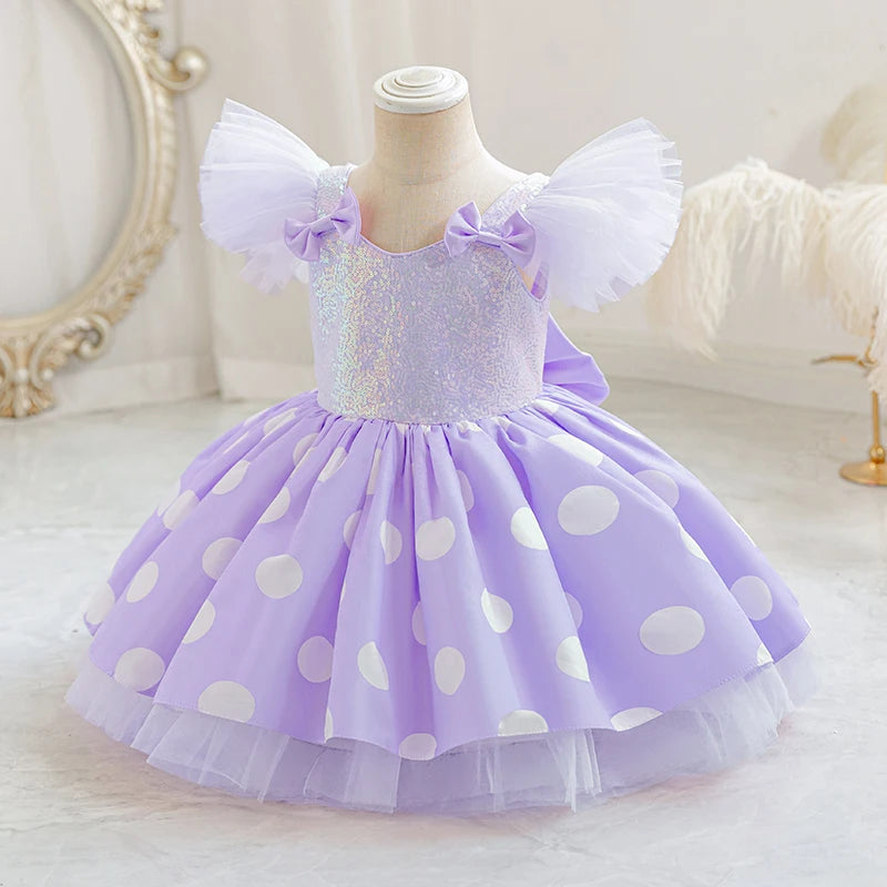 Girls' Princess Dress, Baby's First Birthday Tutu Dress, Flower Girl Wedding Dress, Children's Bowknot Dress, Masquerade Performance Costume