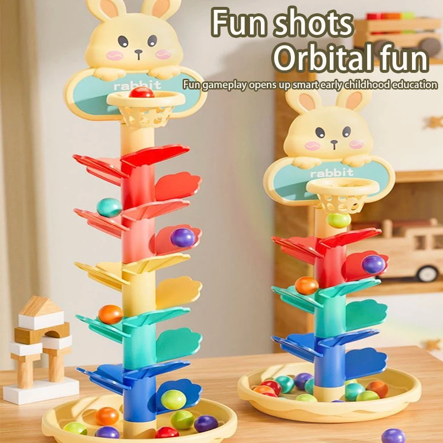 Montessori Baby Toy Rolling Ball Tower, Educational Game Baby Stacking Track Spinner, Baby Development Toys