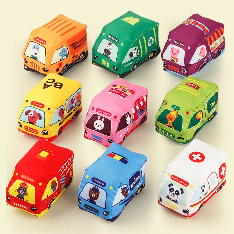 Baby Montessori Soft Car Toy with Map Game Mat Storage Bag Infant Cloth Book Cute Cartoon Sensory Training Toys Toddlers Gifts
