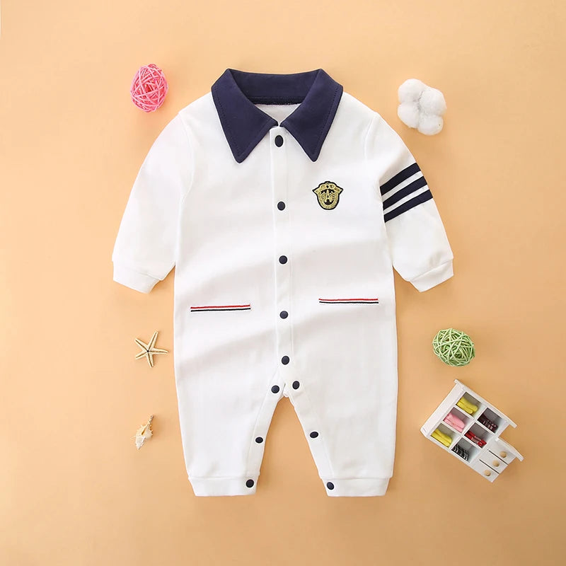 Baby Spring Fall Clothing Full-Month Clothing 100-Day Banquet Baby One-Year-Old Gentleman's Dress Pure Cotton Jumpsuit