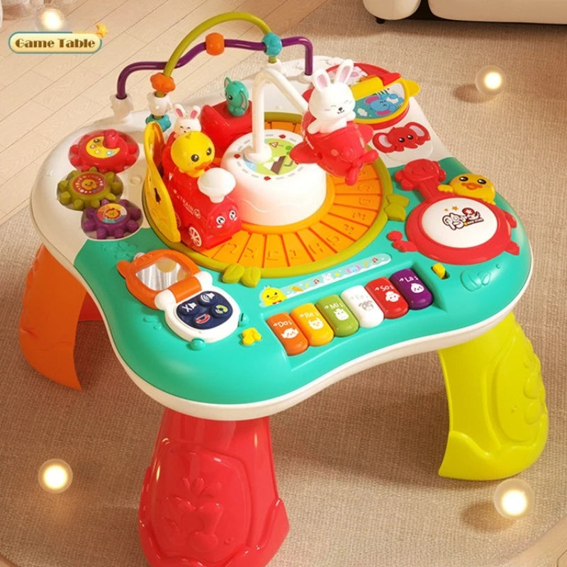 Montessori Activity Table for 6-36 Months 8-in-1 Sensory Learning Toy with Musical Keyboard Educational Play Center for Toddlers