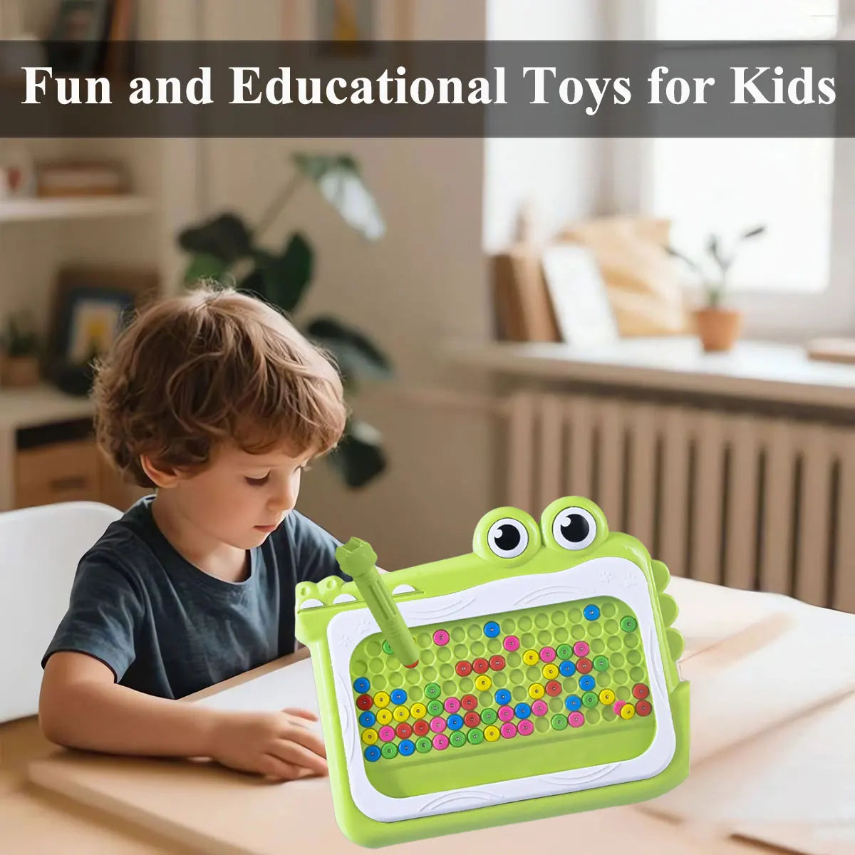 Montessori Magnetic Drawing Board Kids Color Cognition Toy Training Pen Control Moving Bead Sensory Game Play Educational Gift
