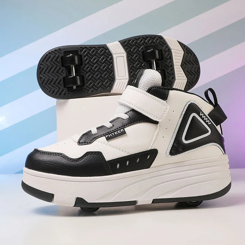 Boys and Girls Roller Skate Shoes Fashion Casual Sports Children 4-Wheels Sneakers for Kids  Gift Nice Footwear