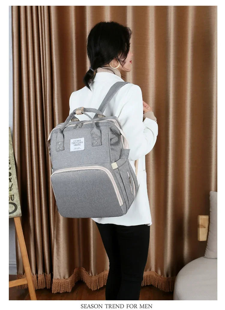 Baby Bed Mother Large Capacity Nappy Milk Bottle Backpacks with Changing Mat Convenient Baby Nursing Bags Gift Mommy Diaper Bags
