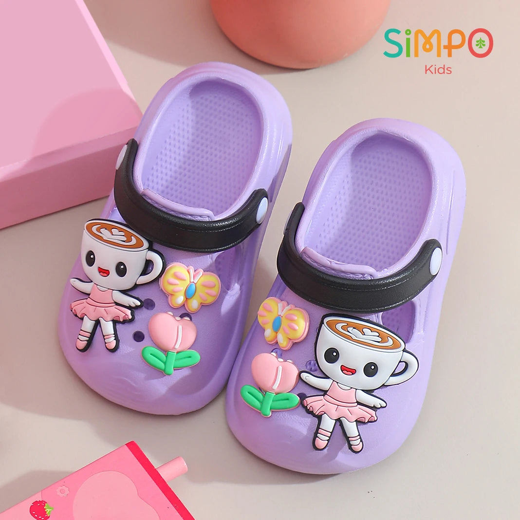 Girls' Slippers with Cute Charms Summer Garden Shoes Beach Sandals Non-slip Breathable Clogs for Girls Indoor & Outdoor Footwear