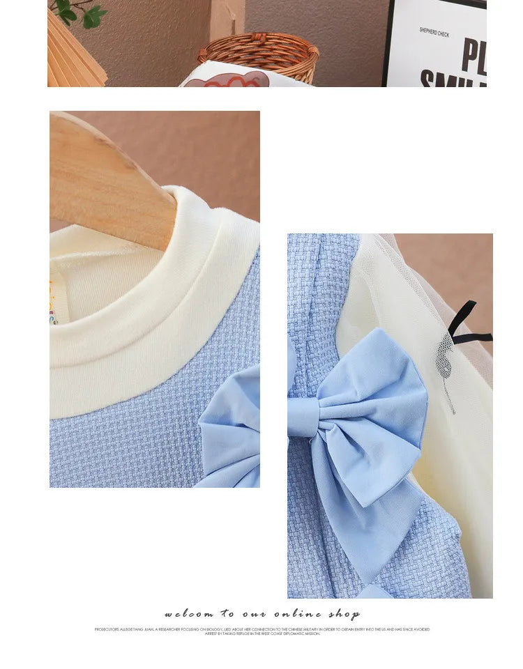 Girls' Dress Spring and Autumn 2024New Princess Dress Spring Baby's First Birthday Party Small Fragrant Bowknot Dress