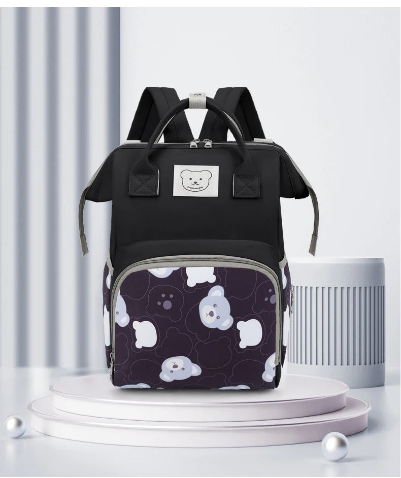 Baby Nappy Bag Mommy Maternity Backpack Baby Diaper Bag For Stroller Fashion Printed Bear Large Capacity Waterproof Diaper Bag
