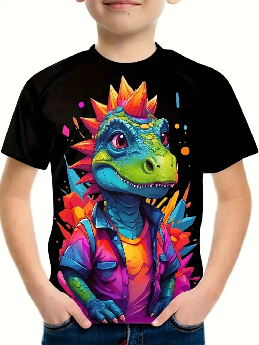 Boys Kids Clothes 3D Print Cartoon Dinosaur Graphic T Shirts Fashions Summer Streetwear O-Neck Short Sleeves T-Shirts for Boys