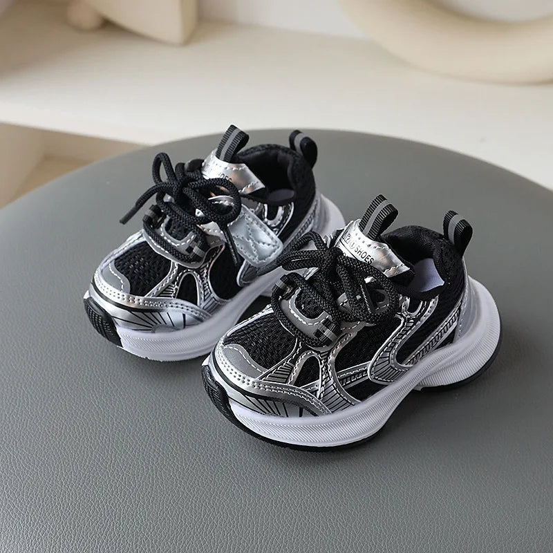 Girls' Sports Shoes 2026 New Style Soft Sole Children's Casual Shoes Fashionable Breathable Stripe Dad Shoes for Kids Boy