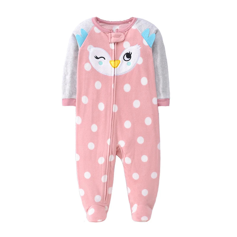 Newborn Baby Boy Girl Rompers Clothes Winter Pajamas Zipper Fleece Fall Infants Outfit Animal Jumpsuit Clothing 0 -12 Months New
