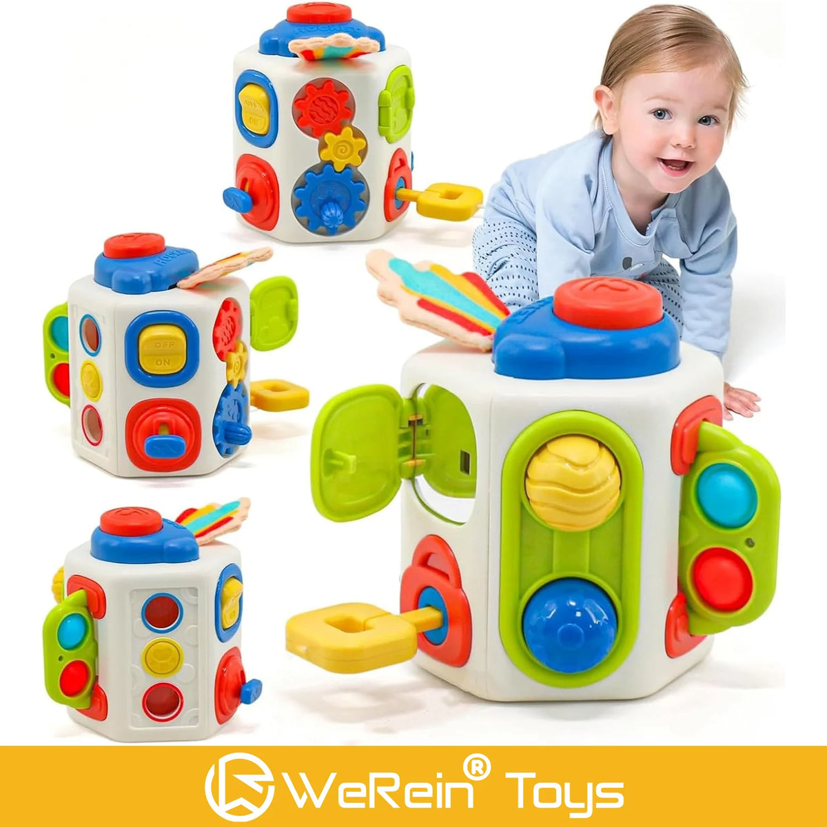 Montessori Sensory Toy Baby Grip Ball For Boy Girl Toddler Gift 6 9 10 12 Month 8 in 1 Busy Cube Educational Learning Fidget Toy