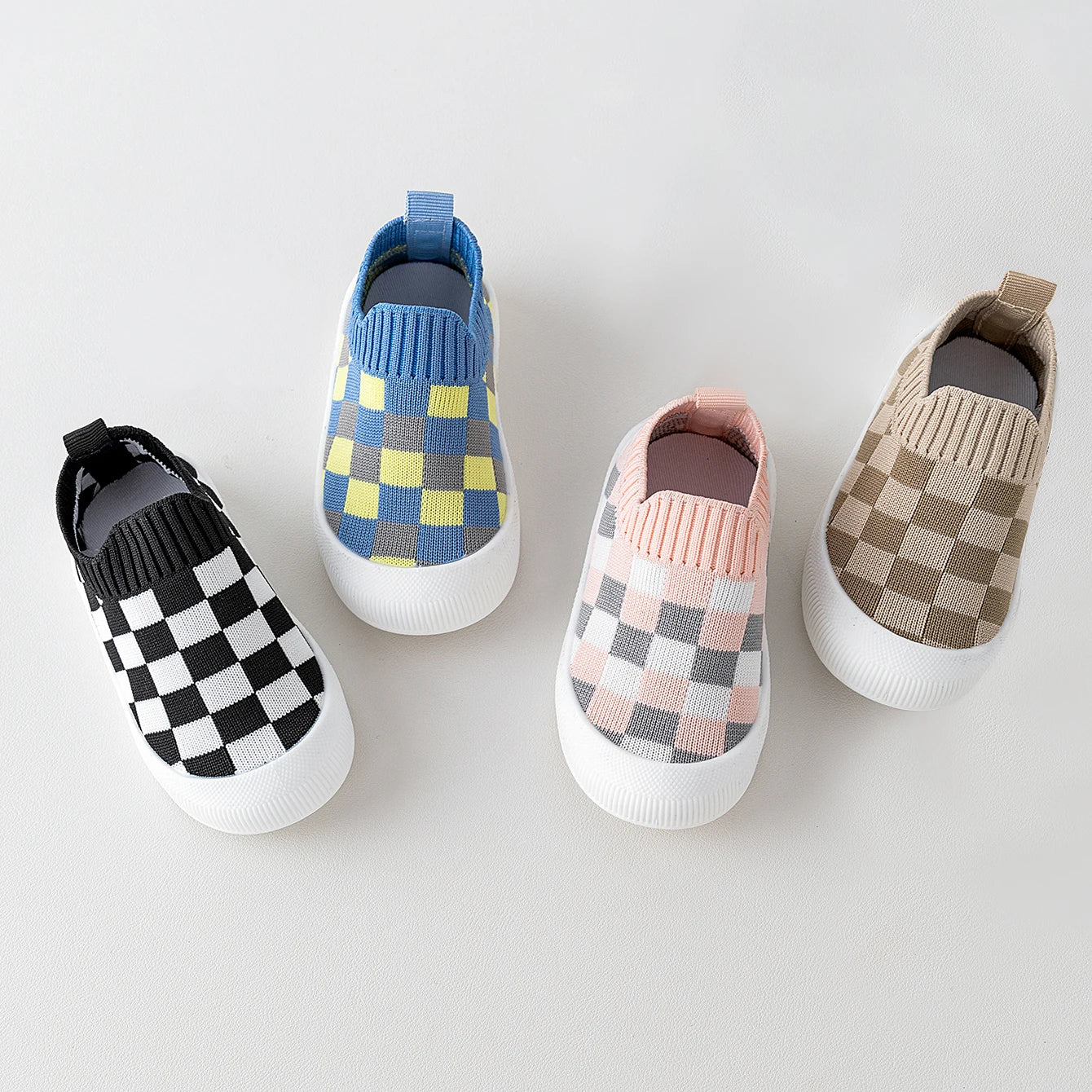 2024 Spring New Slip-on Toddler Shoes  Baby First Walkers Boys Girls Autumn Non-Slip Classic Plaid Sneakers Sport Shoes