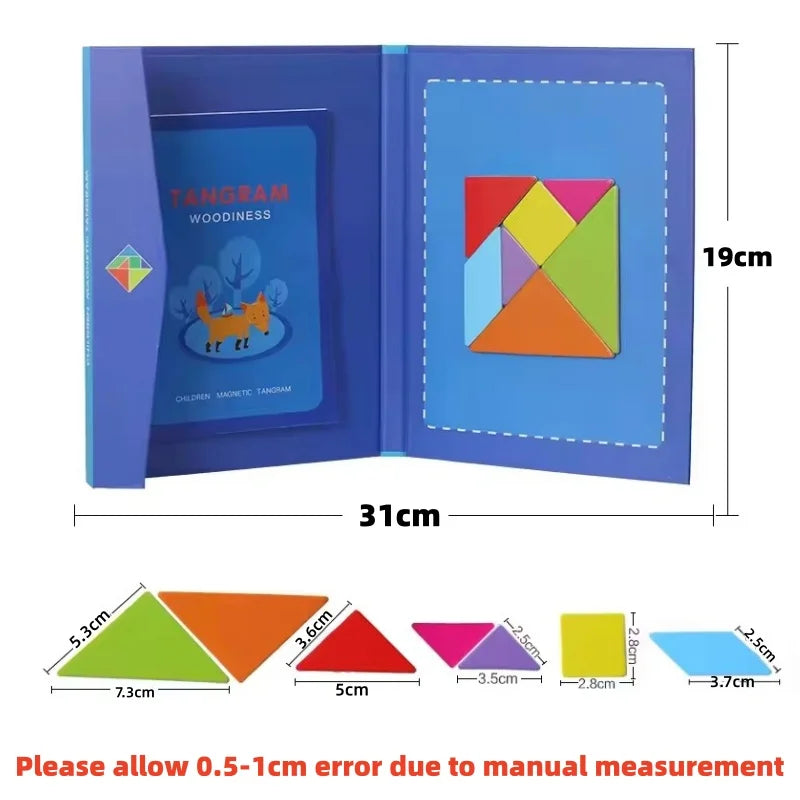 Funy 3D Magnetic Jigsaw Puzzle Tangram Board Geometric Shapes Montessori Educational Toy for Children Kindergarten