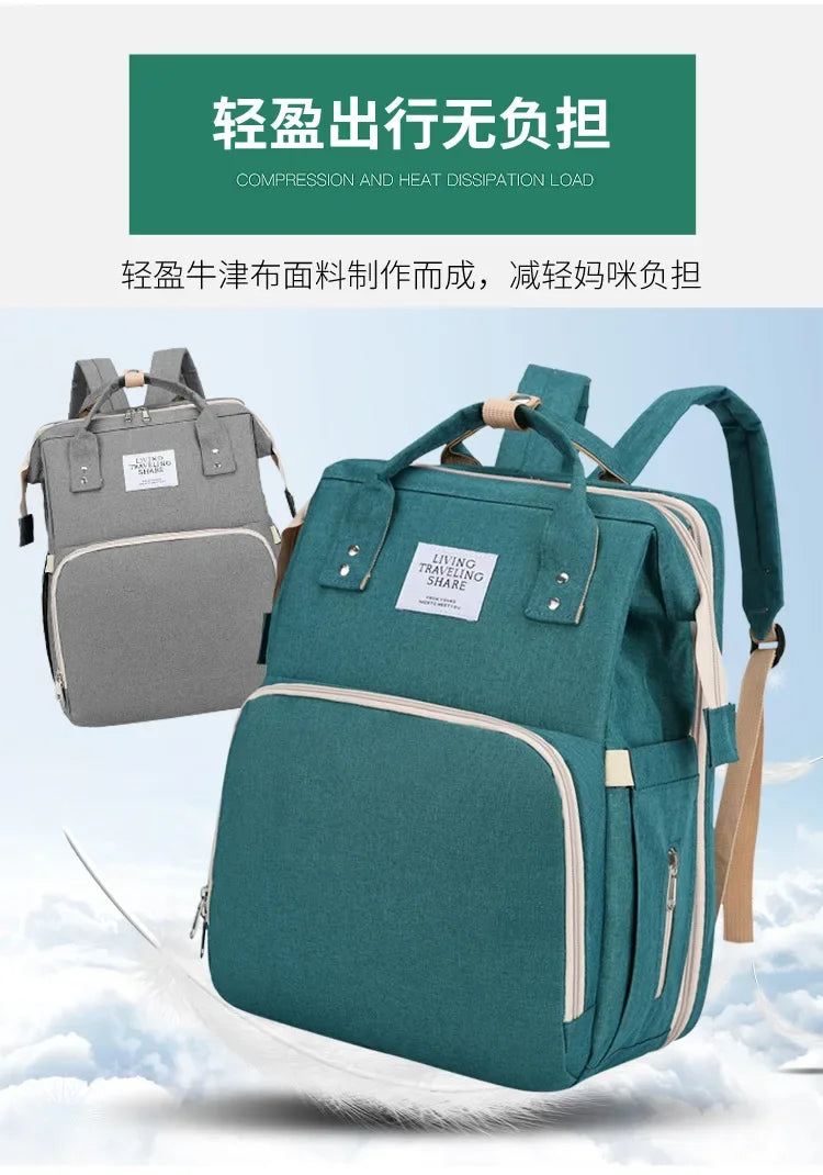 Baby Bed Mother Large Capacity Nappy Milk Bottle Backpacks with Changing Mat Convenient Baby Nursing Bags Gift Mommy Diaper Bags