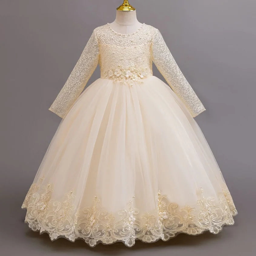 girls dress Long dresses for girls aged 4-12 Birthday dress Gorgeous and elegant beauty pageant dress Wedding flower girl dress