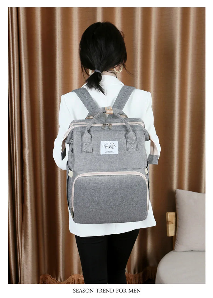 Baby Bed Mother Large Capacity Nappy Milk Bottle Backpacks with Changing Mat Convenient Baby Nursing Bags Gift Mommy Diaper Bags