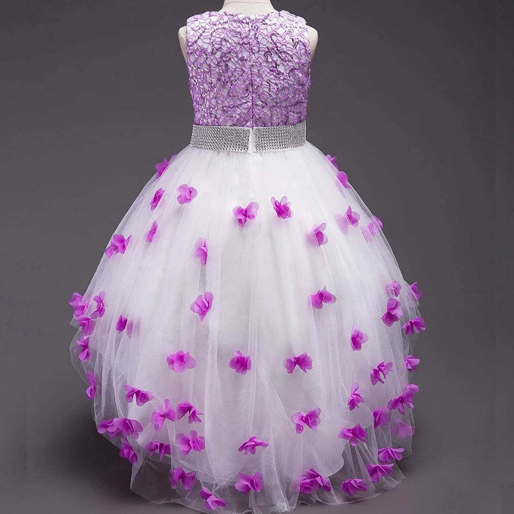 Girls Princess Dresses,Flower Sequined Ball Gown,Birthday Pageant Robe Formal Occasions Teenage Girls Dress for Party/Wedding