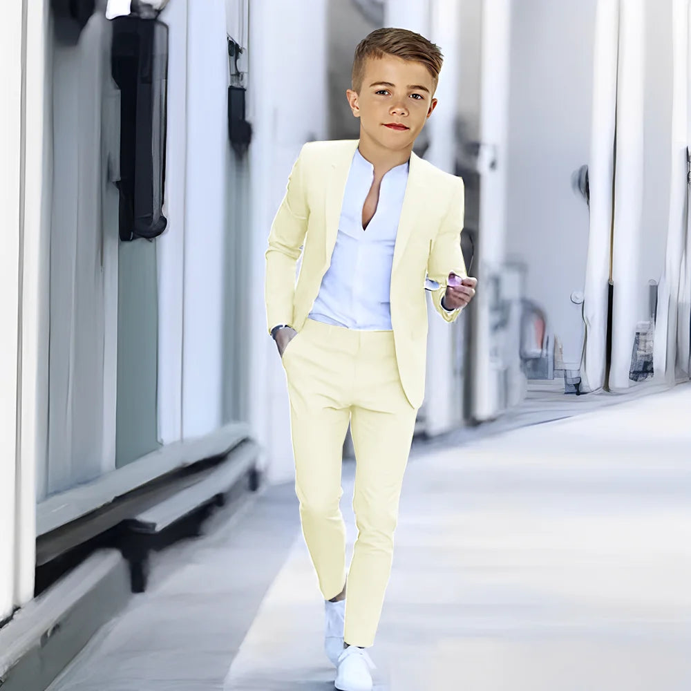 Khaki Suit for Boys Fashion Summer Jacket Pants 2-piece Set Custom Suit Wedding Boys Dress 2-16 Years Old Outfit