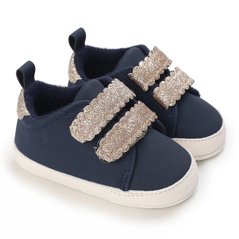Baby Shoes Infant Pre-Walker Shoes, Floral Embroidery/ Bow Princess Sneakers, Soft Sole Casual Footwear for Baby Girls0-18M