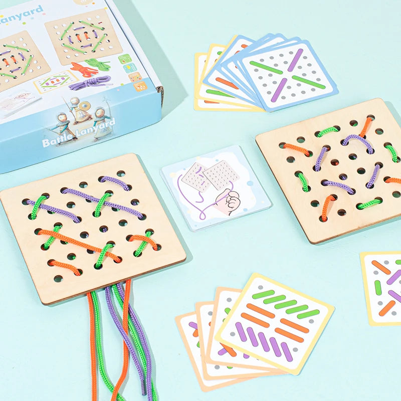 Montessori Wooden Threading Sewing Board Game Educational Toy Fine Motor Skills Learning Activity Puzzle for Kids Birthday Gift