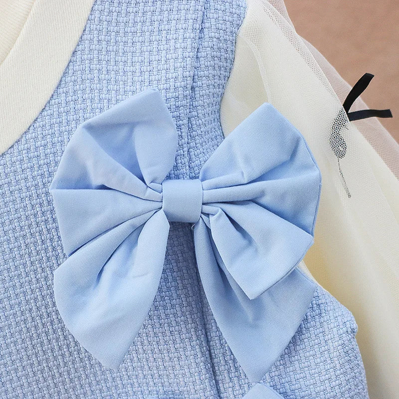 Girls' Dress Spring and Autumn 2024New Princess Dress Spring Baby's First Birthday Party Small Fragrant Bowknot Dress