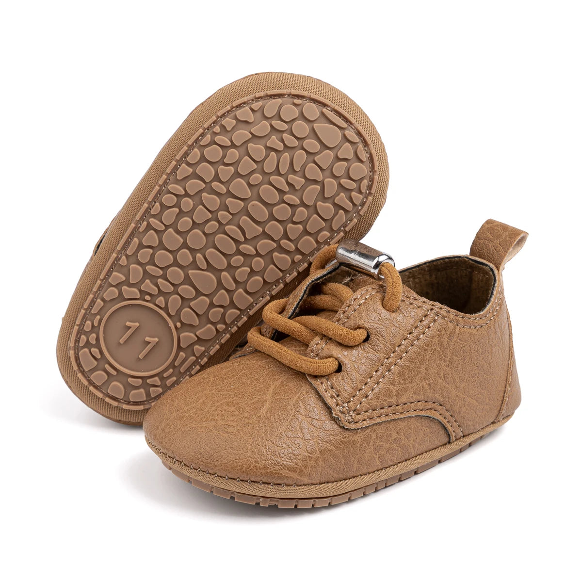 Boys Girls Shoes Retro Leather Casual Sneakers Lace Up Wear-resistant Rubber Soft Anti-slip Sole Toddler First Walkers 2-colors