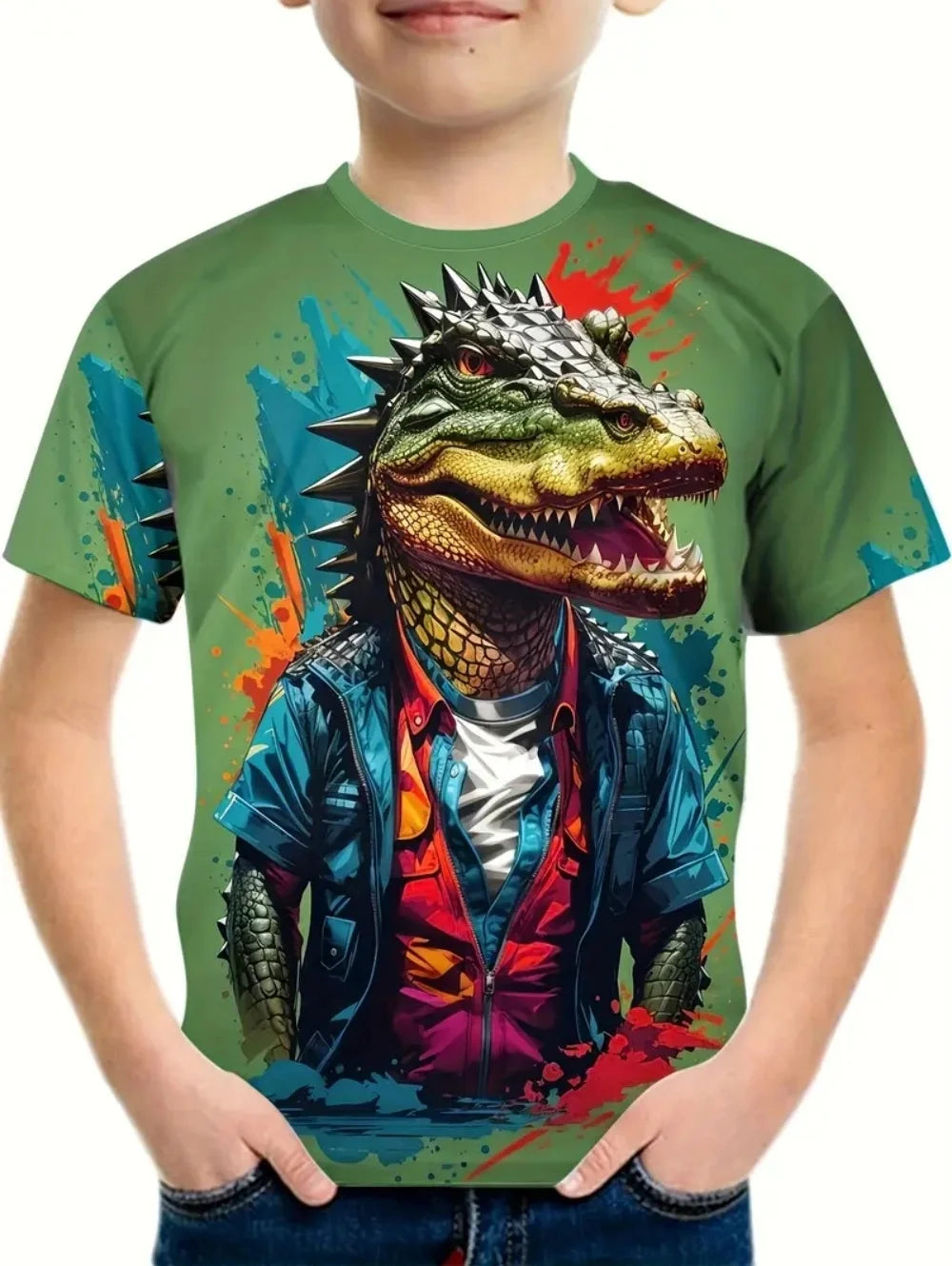 Boys Kids Clothes 3D Print Cartoon Dinosaur Graphic T Shirts Fashions Summer Streetwear O-Neck Short Sleeves T-Shirts for Boys