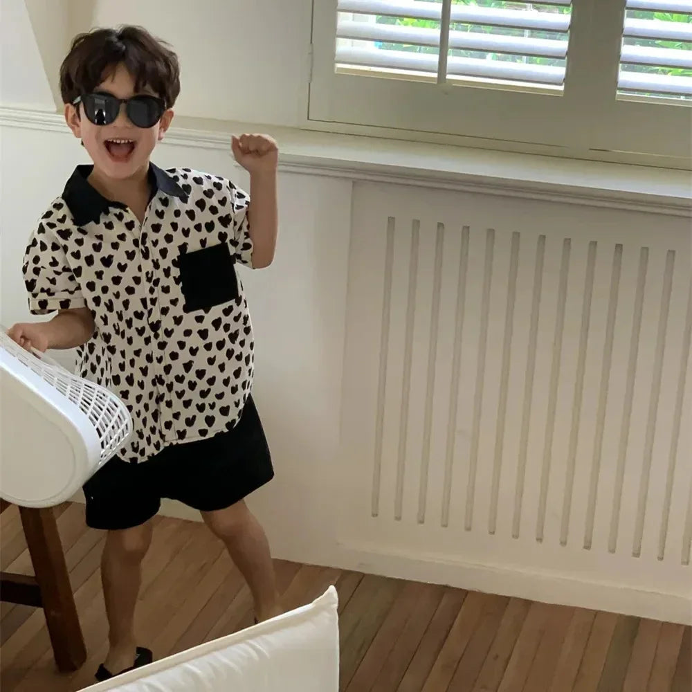 Boys Girls Matching Brother And Sister Clothes 2024 New Korean Children's Clothing Set Baby Girls Dress Kids Boys Two Piece Suit