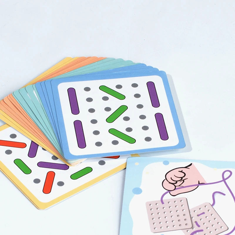 Montessori Wooden Threading Sewing Board Game Educational Toy Fine Motor Skills Learning Activity Puzzle for Kids Birthday Gift