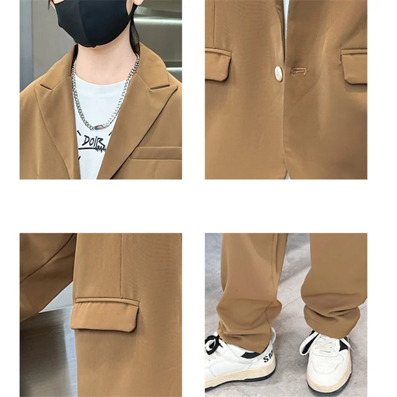 Teenage Boys Formal Clothing Set Blazer Pants Two Pieces Suit for Boys Clothes Fashion Kids Tuxedo Costume Wedding Party Wear