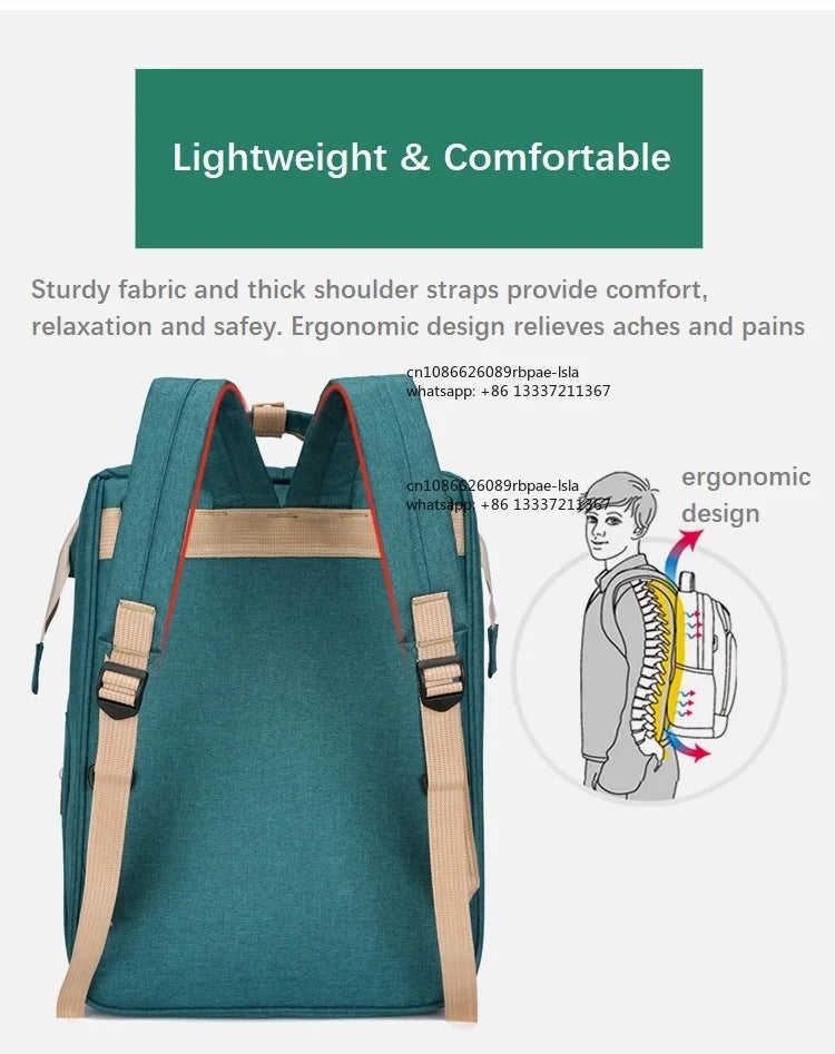 Factory Wholesale OEM ODM Custom Mummy Bag With Bed Cradle Baby Backpack Diaper Bag With Changing Station Mother Baby Care Bag